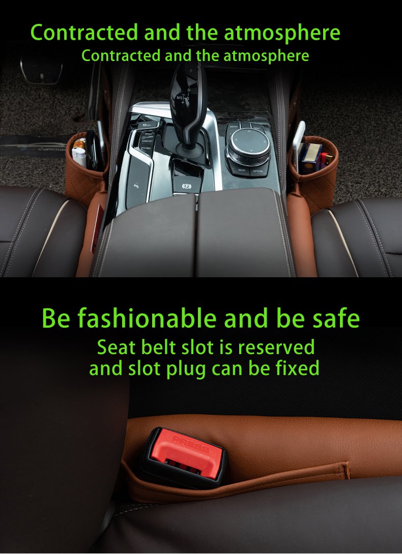 Leather Car Seat Gap Filler Pockets Multifuntion Auto Seats Leak Stop Pad Soft Padding Phone Cards Holder Storage Organizers