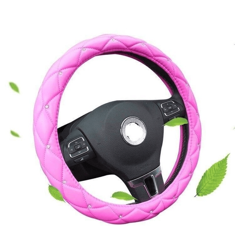 Car Steering Wheel Covers Anti-Slip Leather Universal For Women And Girls 38CM - EAEOO