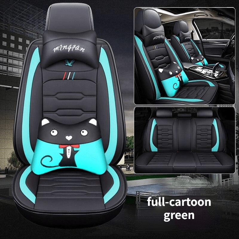 The new summer ice silk cushion five general cartoon cat car seat cover cartoon full leather car seat cover - eaeoo.com