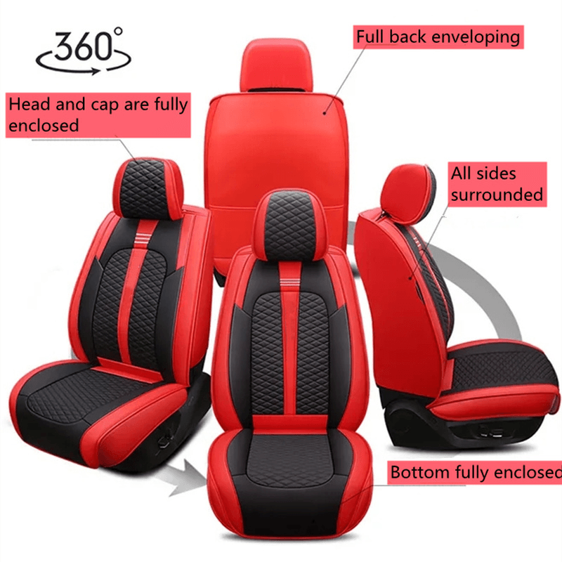 Beige Waterproof 5-Seats Leather Car Seats(old Universal All Seasons Applicable Car Seat Cover - EAEOO