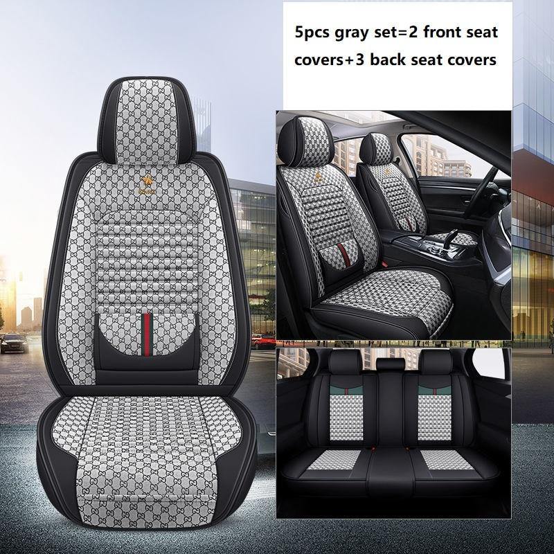 Car Seat Covers For Sedan SUV Durable Leather Universal Full Set Five Seaters Cushion Mat Front and Back Pink Series - eaeoo.com