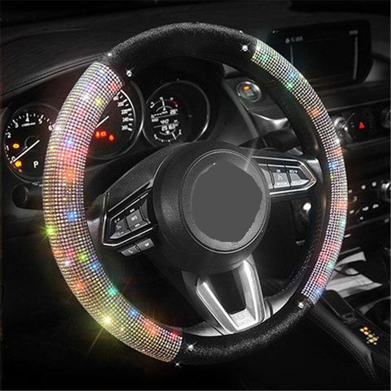 Car Steering Wheel Covers Anti-Slip Leather Bling Steering wheel Cover Universal Steering wheel protective cover Crown Design 02 - eaeoo.com