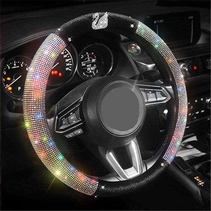 Car Steering Wheel Covers Anti-Slip Leather Bling Steering wheel Cover Universal Steering wheel protective cover Crown Design 02 - eaeoo.com