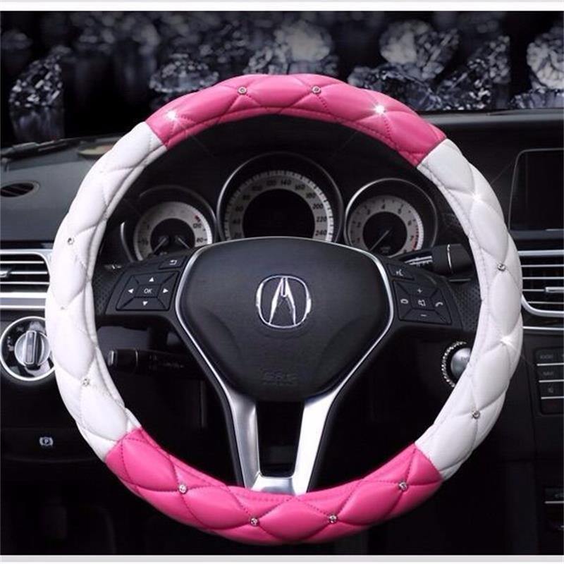 Car Steering Wheel Covers Anti-Slip Leather Universal For Women And Girls 38CM - eaeoo.com