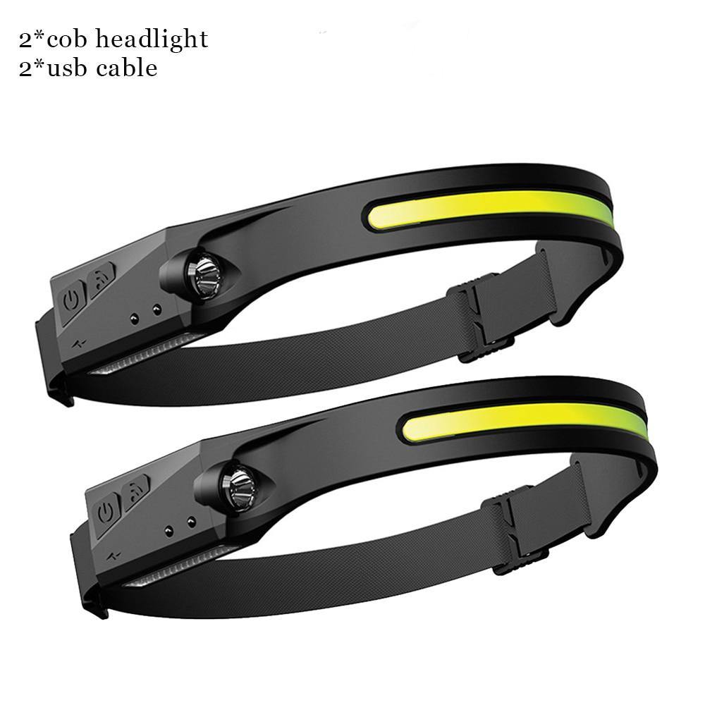 COB LED Induction  Headlamp Flashlight USB Rechargeable - eaeoo.com