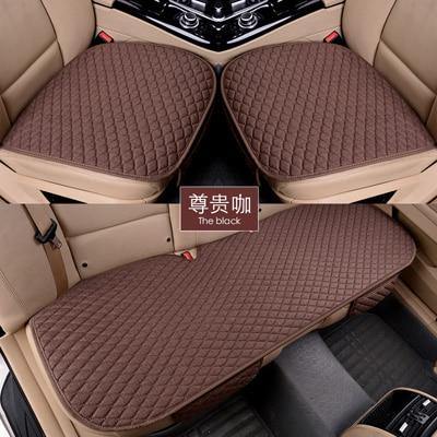 Flax Car Seat Cover Four Seasons Front Rear Linen Fabric Cushion Breathable Protector Mat Pad Auto accessories Universal Size - eaeoo.com