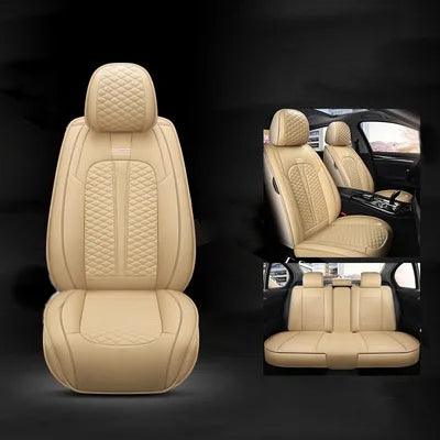 Beige Waterproof 5-Seats Leather Car Seats(old Universal All Seasons Applicable Car Seat Cover - EAEOO