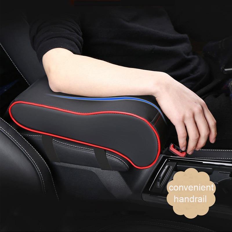 Leather Car Central Armrest Pad Black Auto Center Console Arm Rest Seat Box Mat Cushion Pillow Cover Vehicle Protective Styling - eaeoo.com