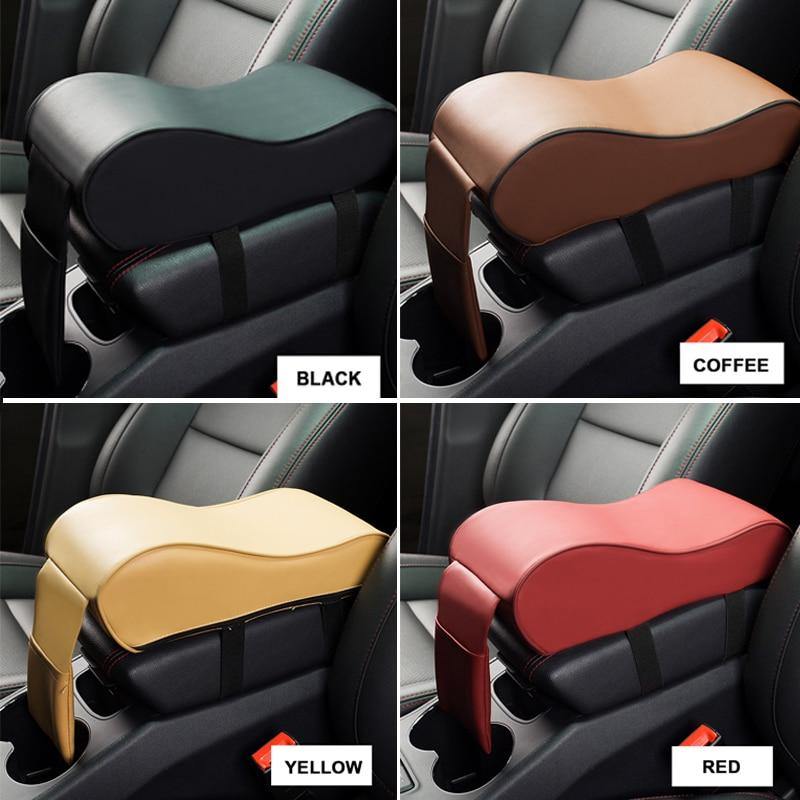 Leather Car Central Armrest Pad Black Auto Center Console Arm Rest Seat Box Mat Cushion Pillow Cover Vehicle Protective Styling - eaeoo.com