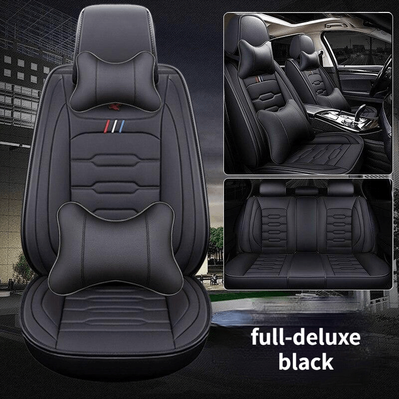 Car Seat Covers,Ice Silk Universal Car Seat Covers,Black Leather