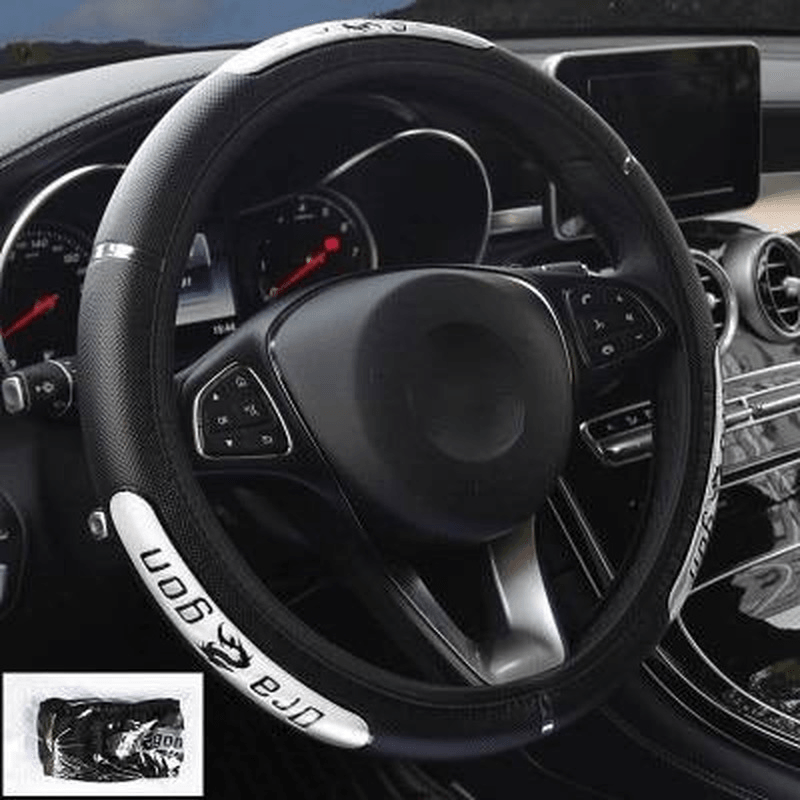 Car Steering Wheel Covers 100% Brand New Reflective Faux Leather Elastic China Dragon Design Auto Steering Wheel Protector - EAEOO