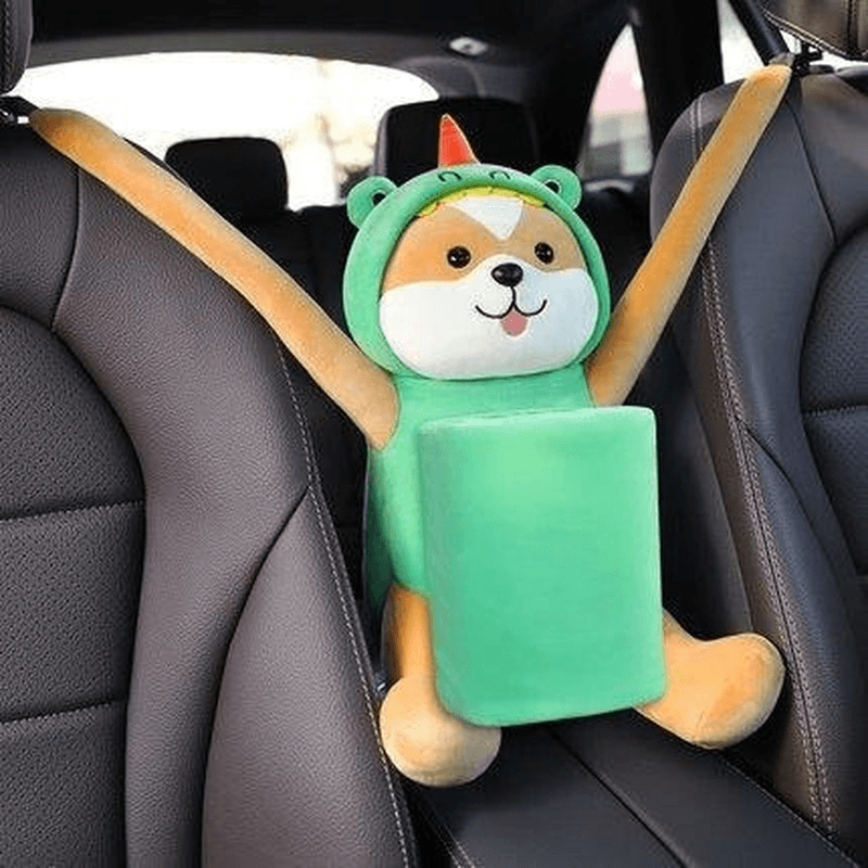 Cartoon Car Garbage Can Umbrella Storage Can Bin Cute Plush Seat Armrest Middle Hanging Trash Box Bottle Tissue Organizer Gadget - EAEOO