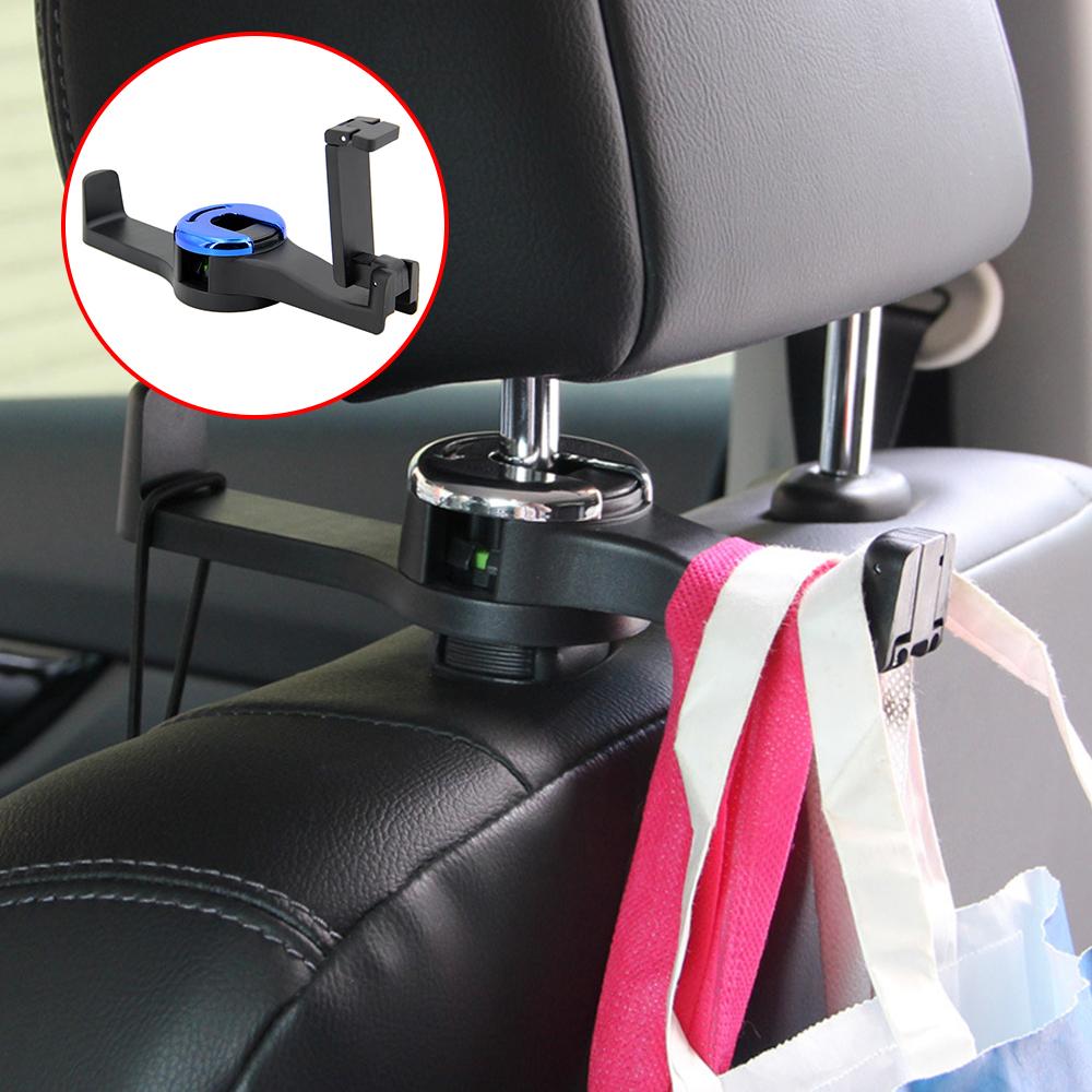 US-3 in 1 Car Vehicle Back Seat Headrest Hook Mobile Phone Holder Portable Seat Back Hanger Hook